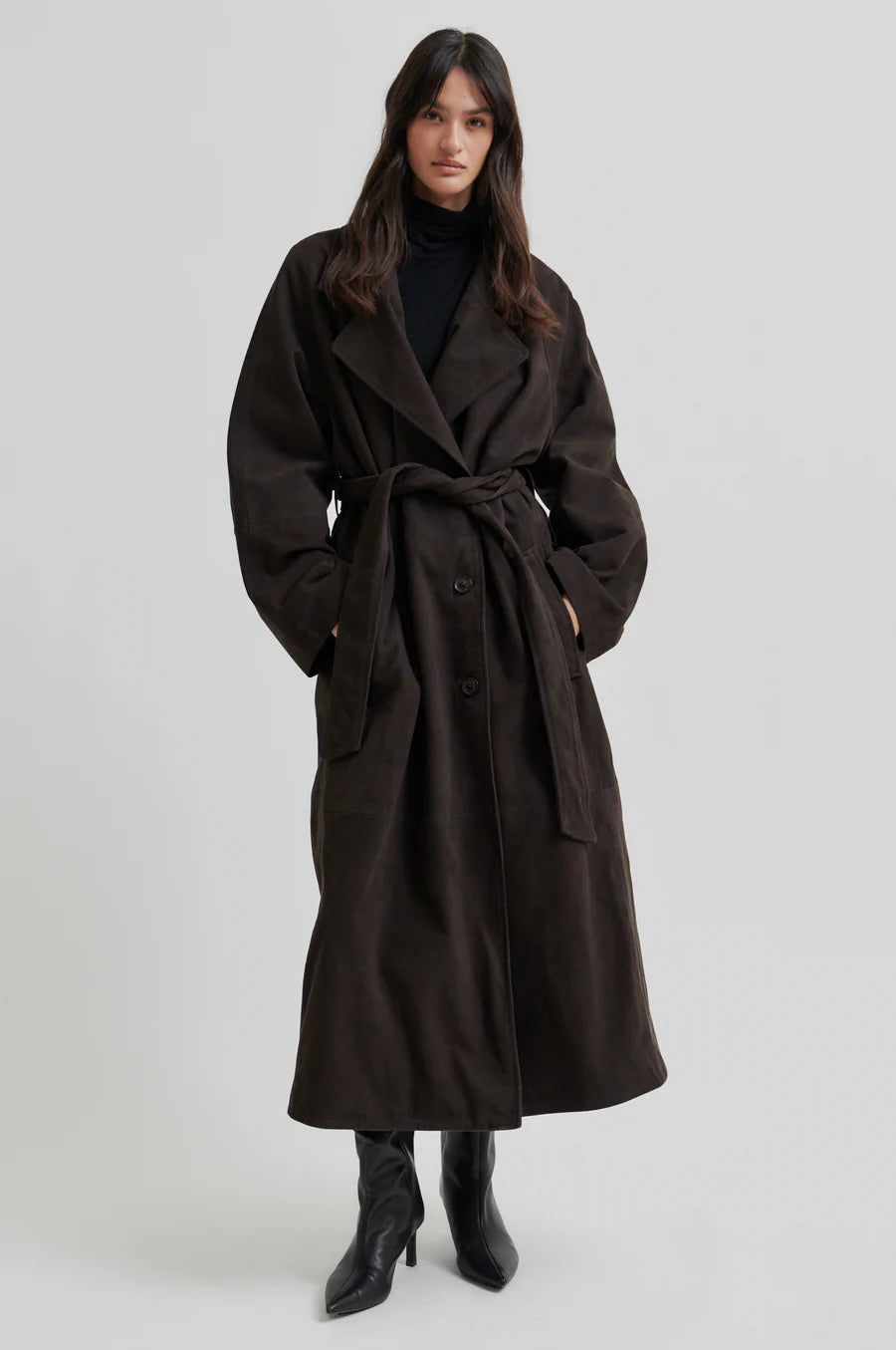 Second Female Noomi Suede Trench - Chocolate Plum