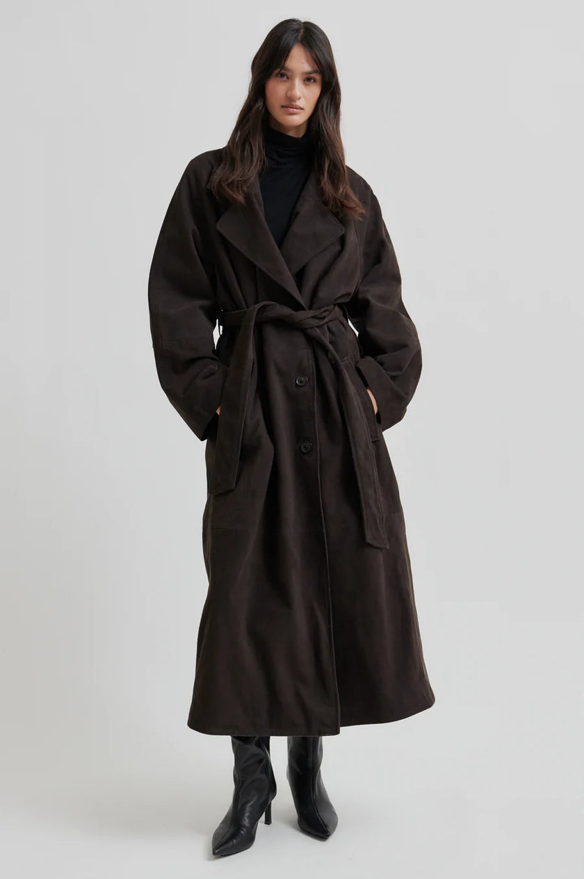 Second Female Noomi Suede Trench - Chocolate Plum