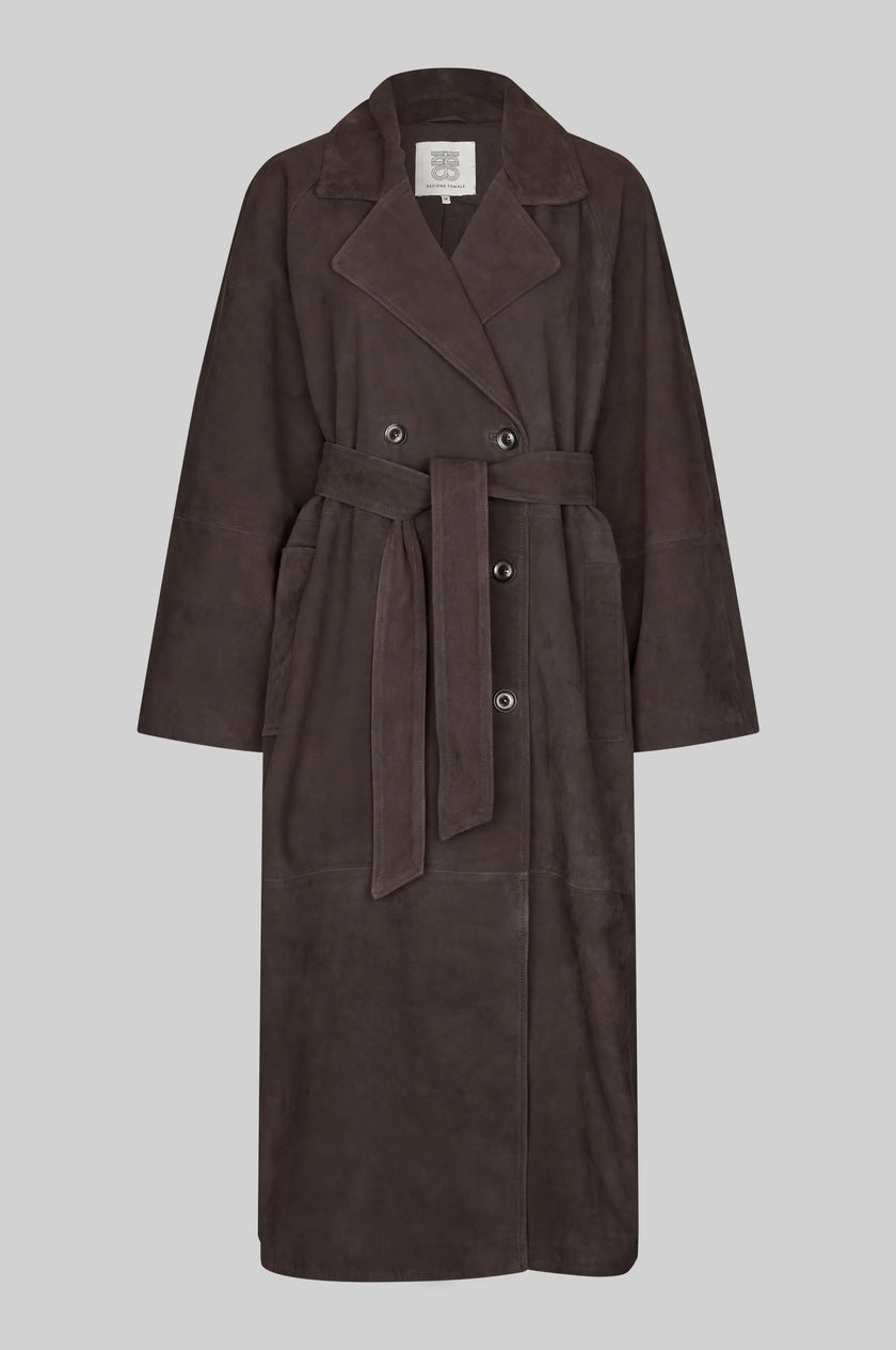 Second Female Noomi Suede Trench - Chocolate Plum