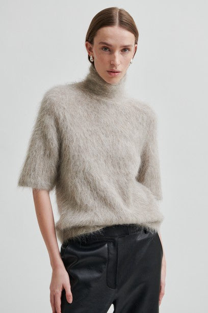 Second Female Karla Fluffy High Neck Knit - Pumice Stone