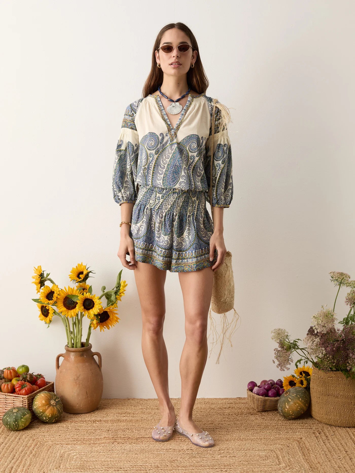 BOTEH Arcadia Paisley Shirred Waist Short