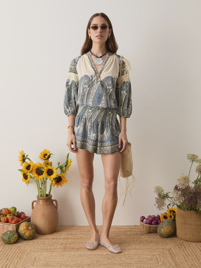 BOTEH Arcadia Paisley Shirred Waist Short