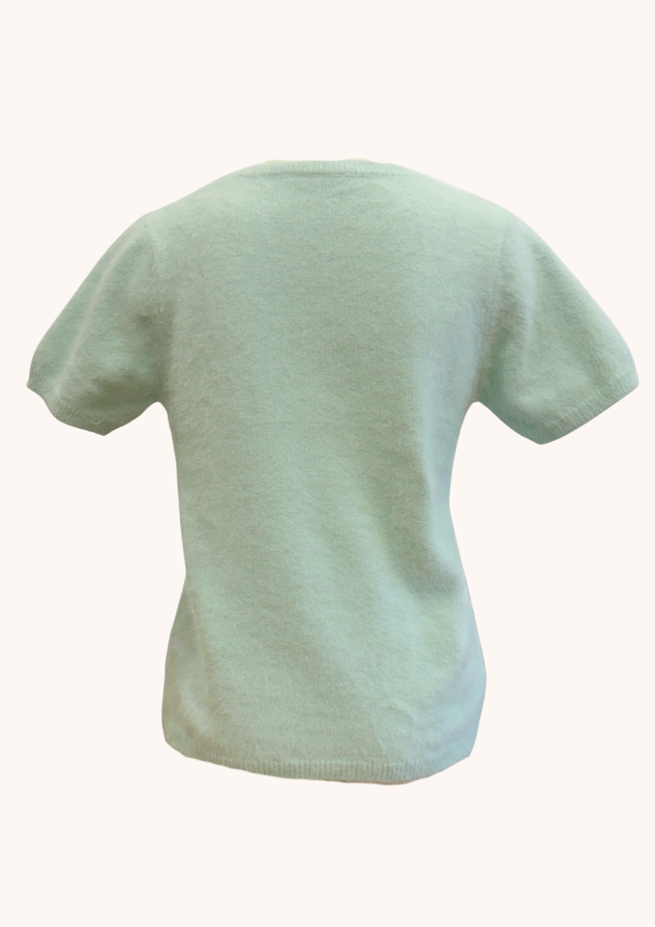HONEY  V Neck Cashmere Crew Tee -  Icey Mint