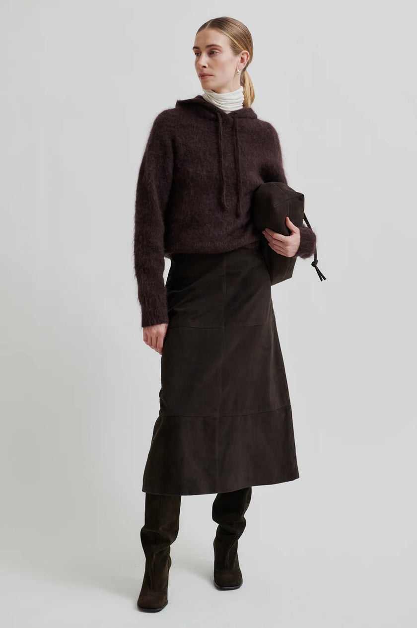 Second Female Anneleen Knitted Hoodie - Chocolate Plum