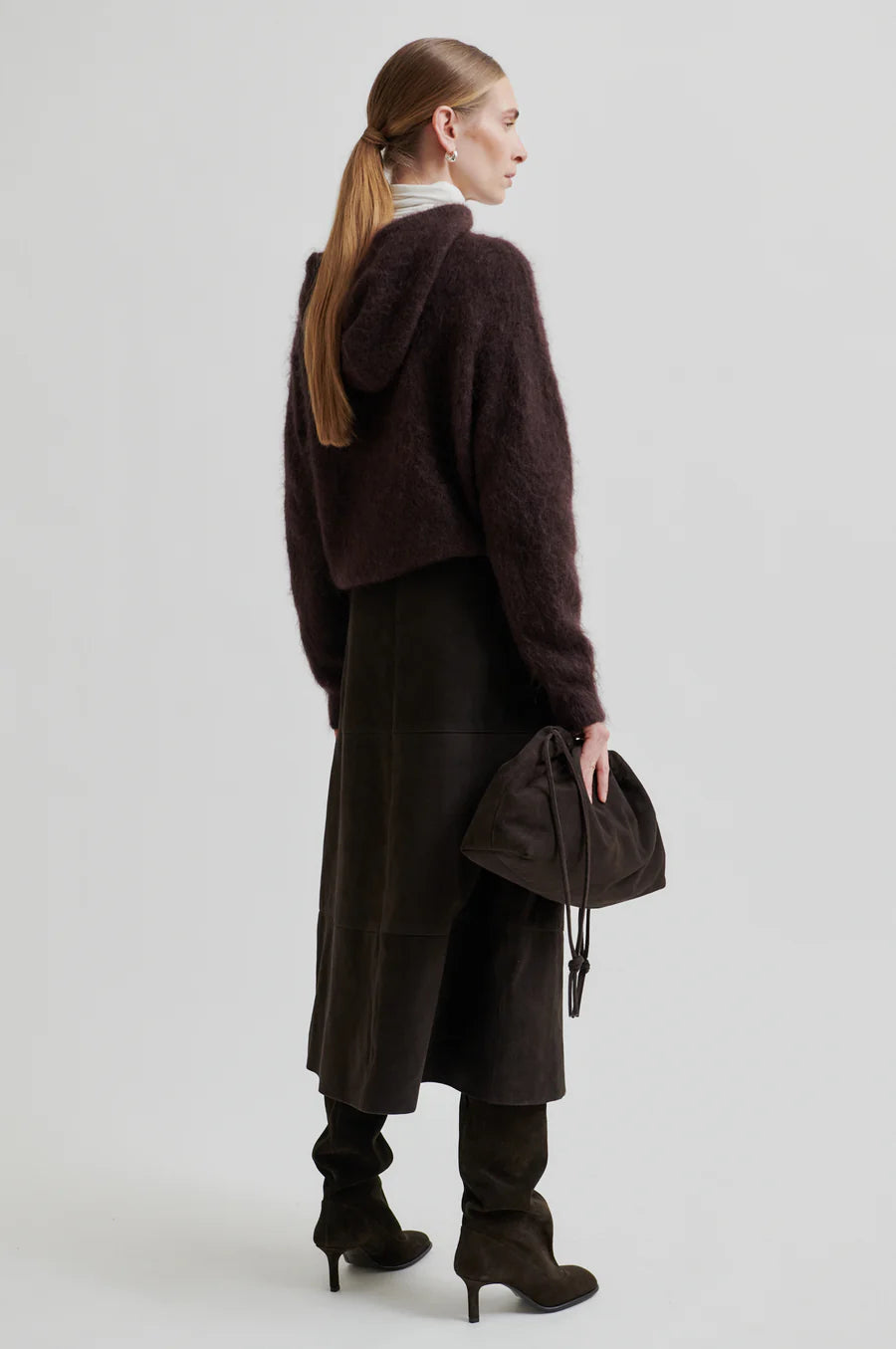 Second Female Anneleen Knitted Hoodie - Chocolate Plum