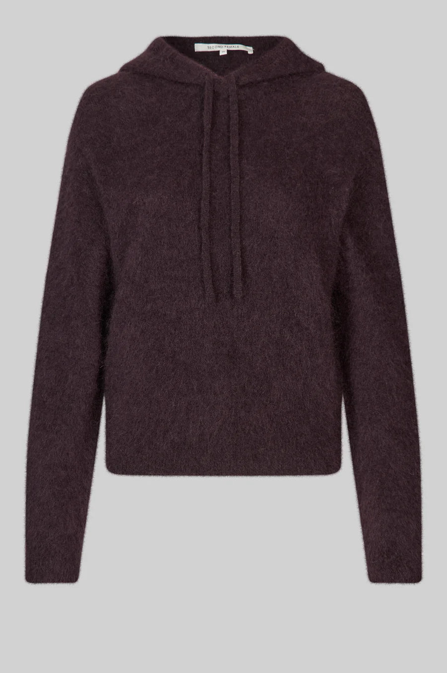 Second Female Anneleen Knitted Hoodie - Chocolate Plum