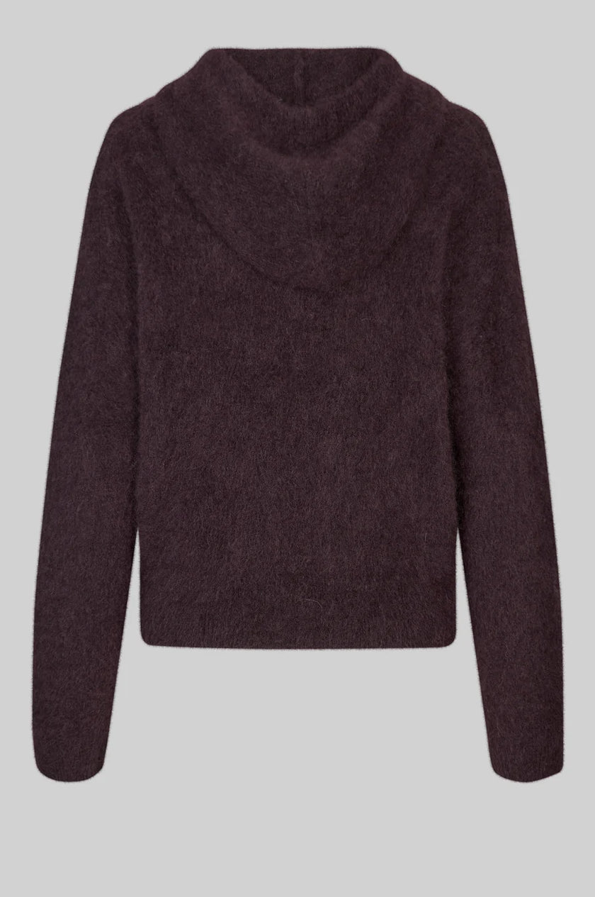 Second Female Anneleen Knitted Hoodie - Chocolate Plum
