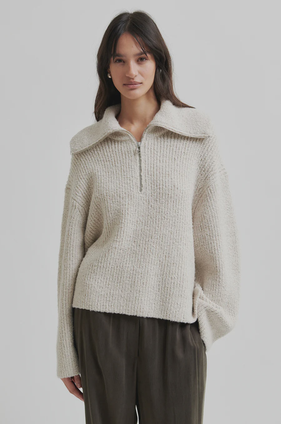 Second Female Gerda Zip Front Knit - Summer Sand