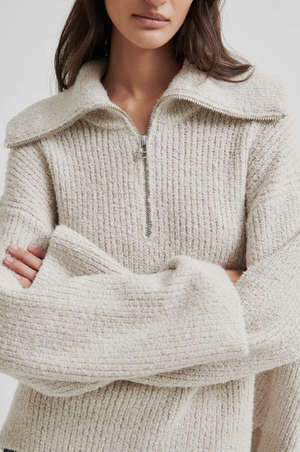 Second Female Gerda Zip Front Knit - Summer Sand