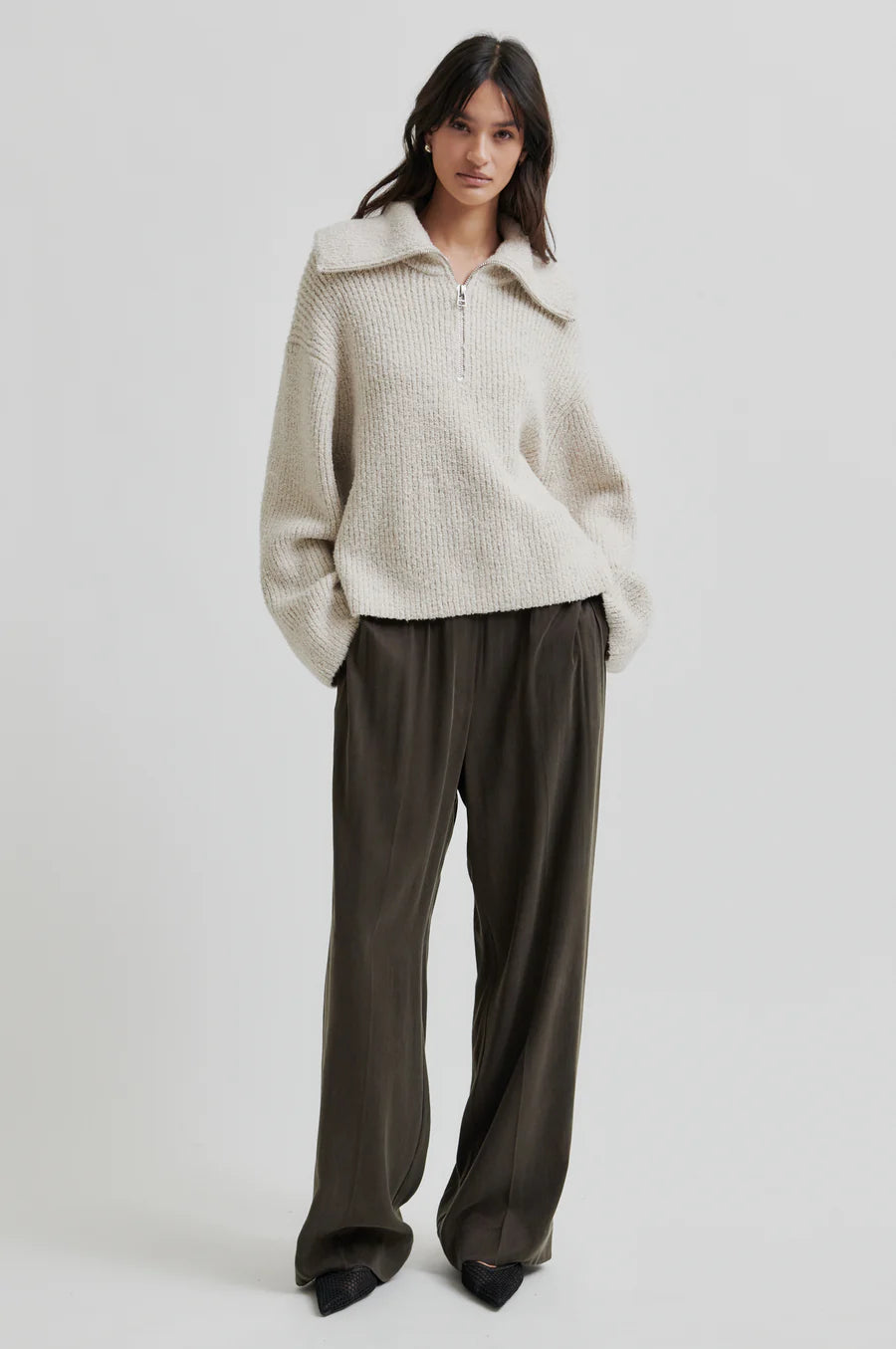 Second Female Gerda Zip Front Knit - Summer Sand