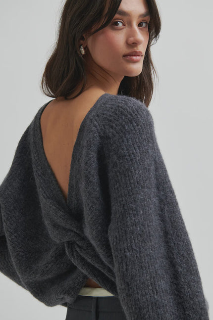 Second Female Flare Knit - Dark Grey Melange