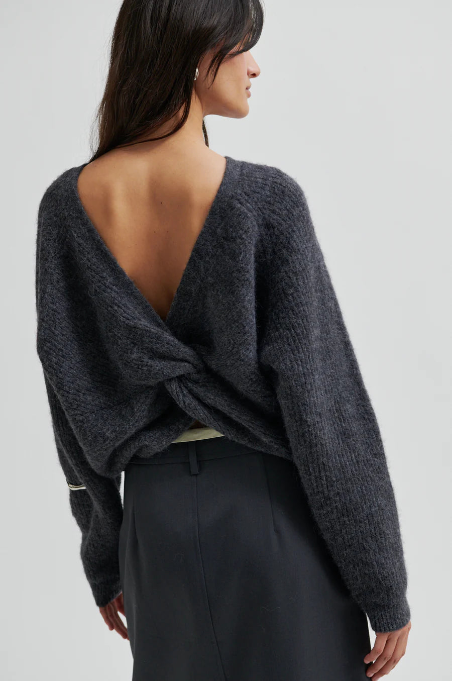 Second Female Flare Knit - Dark Grey Melange