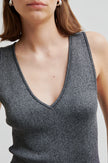 Second Female Bright Lurex Top - Gun Metal Grey