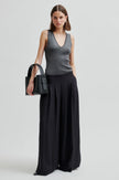 Second Female Bright Lurex Top - Gun Metal Grey