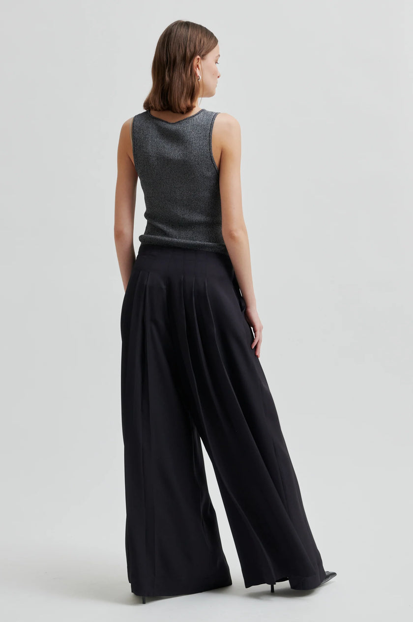 Second Female Bright Lurex Top - Gun Metal Grey