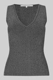 Second Female Bright Lurex Top - Gun Metal Grey