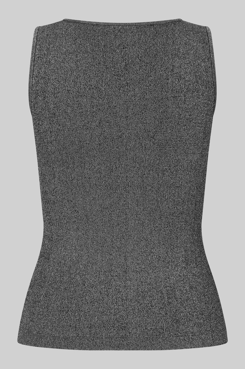 Second Female Bright Lurex Top - Gun Metal Grey