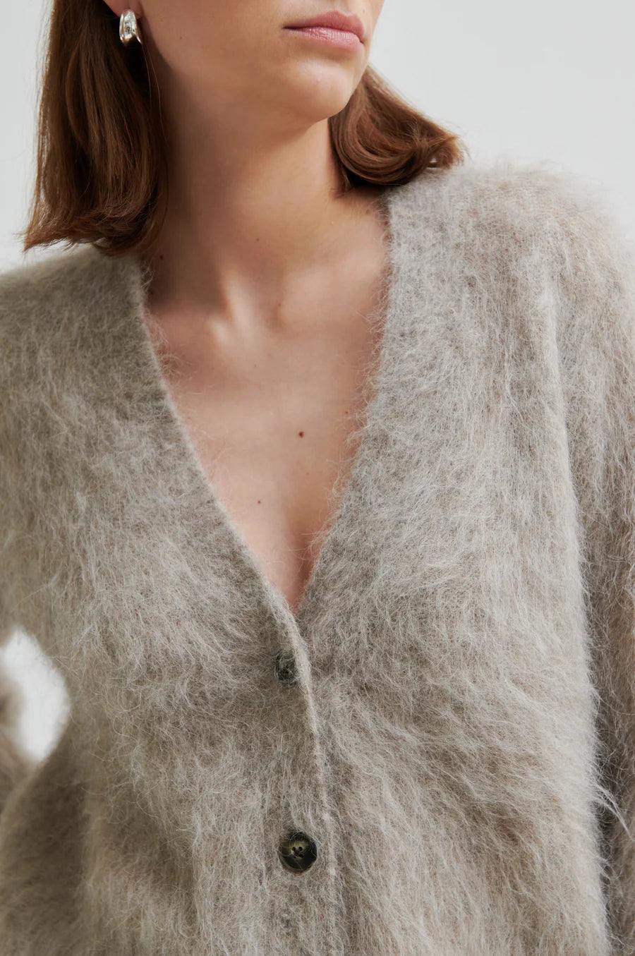 Second Female Karla  Fluffy Cardigan - Pumice Stone