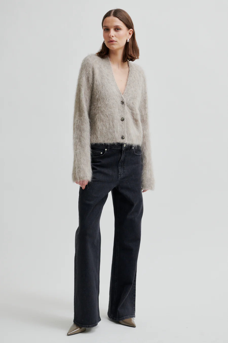 Second Female Karla  Fluffy Cardigan - Pumice Stone