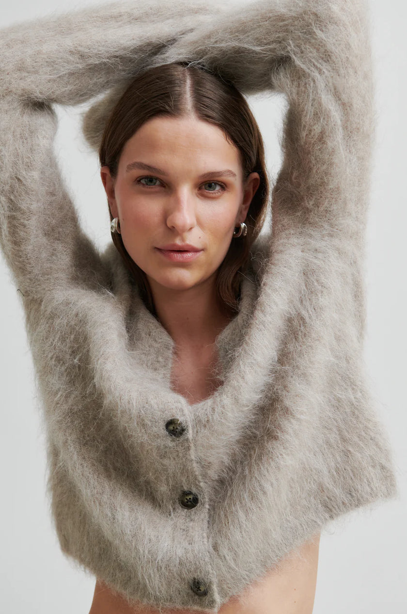 Second Female Karla  Fluffy Cardigan - Pumice Stone