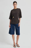 Second Female Enora Brooch Tee - Chocolate