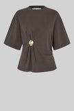 Second Female Enora Brooch Tee - Chocolate
