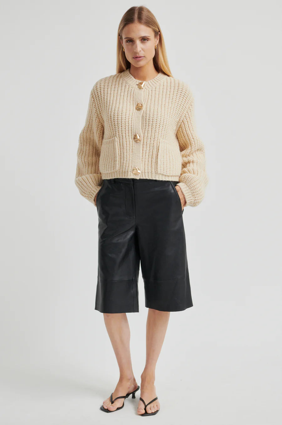 Second Female Ulrikke Brooch Knit Cardigan - Soft Beige