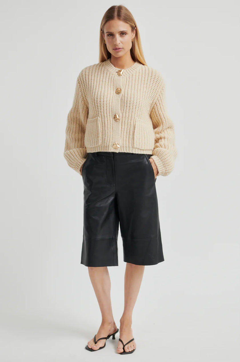 Second Female Ulrikke Brooch Knit Cardigan - Soft Beige