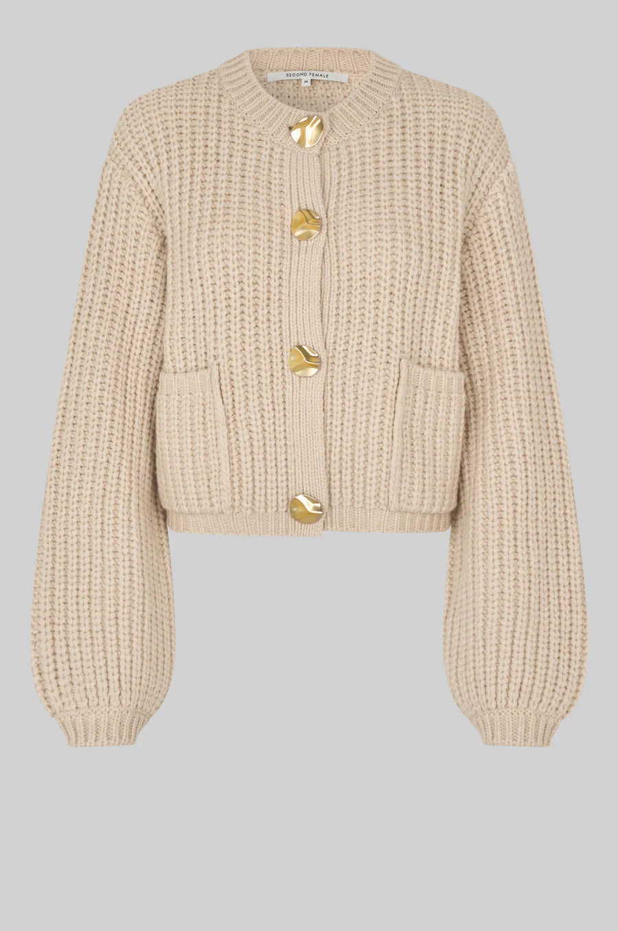 Second Female Ulrikke Brooch Knit Cardigan - Soft Beige