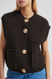 Second Female Ulrikke Brooch Vest Knit  - Chocolate
