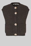 Second Female Ulrikke Brooch Vest Knit  - Chocolate