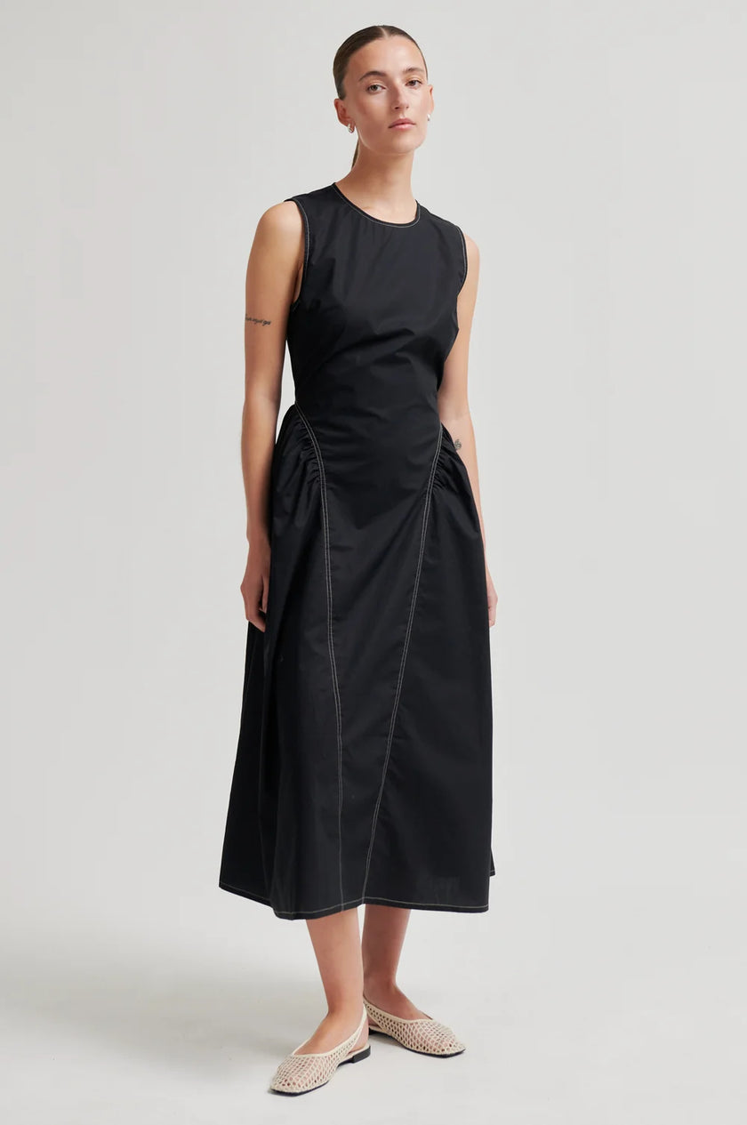 SECOND FEMALE - LARKINI SCULPTURED DRESS BLACK