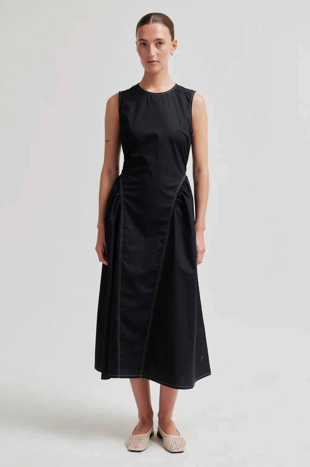 SECOND FEMALE - LARKINI SCULPTURED DRESS BLACK