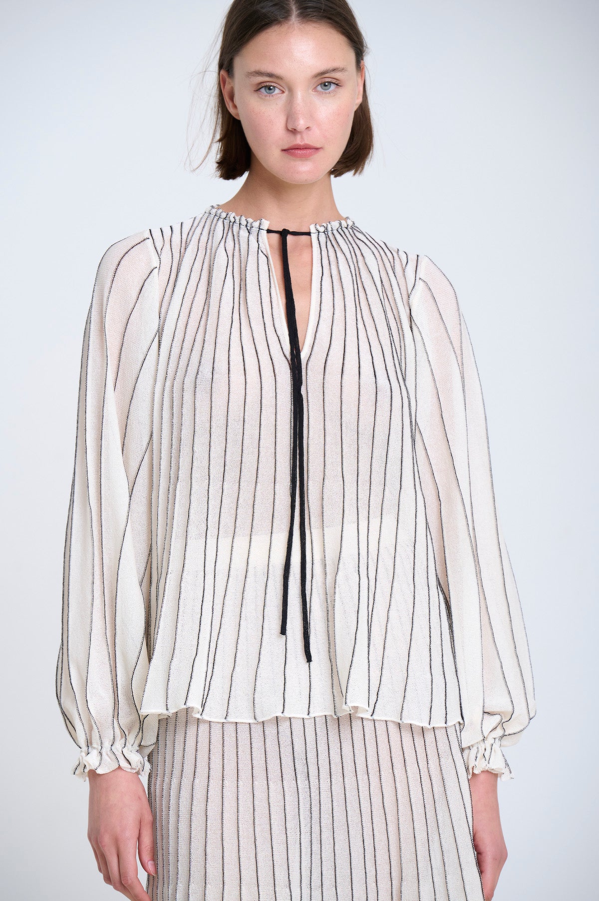 Sita Murt Radial Striped Knit Blouse - Ecru