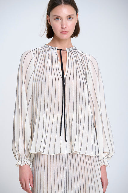 Sita Murt Radial Striped Knit Blouse - Ecru