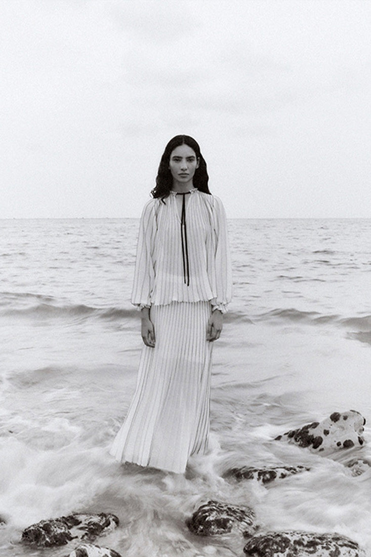 Sita Murt Radial Striped Knit Blouse - Ecru