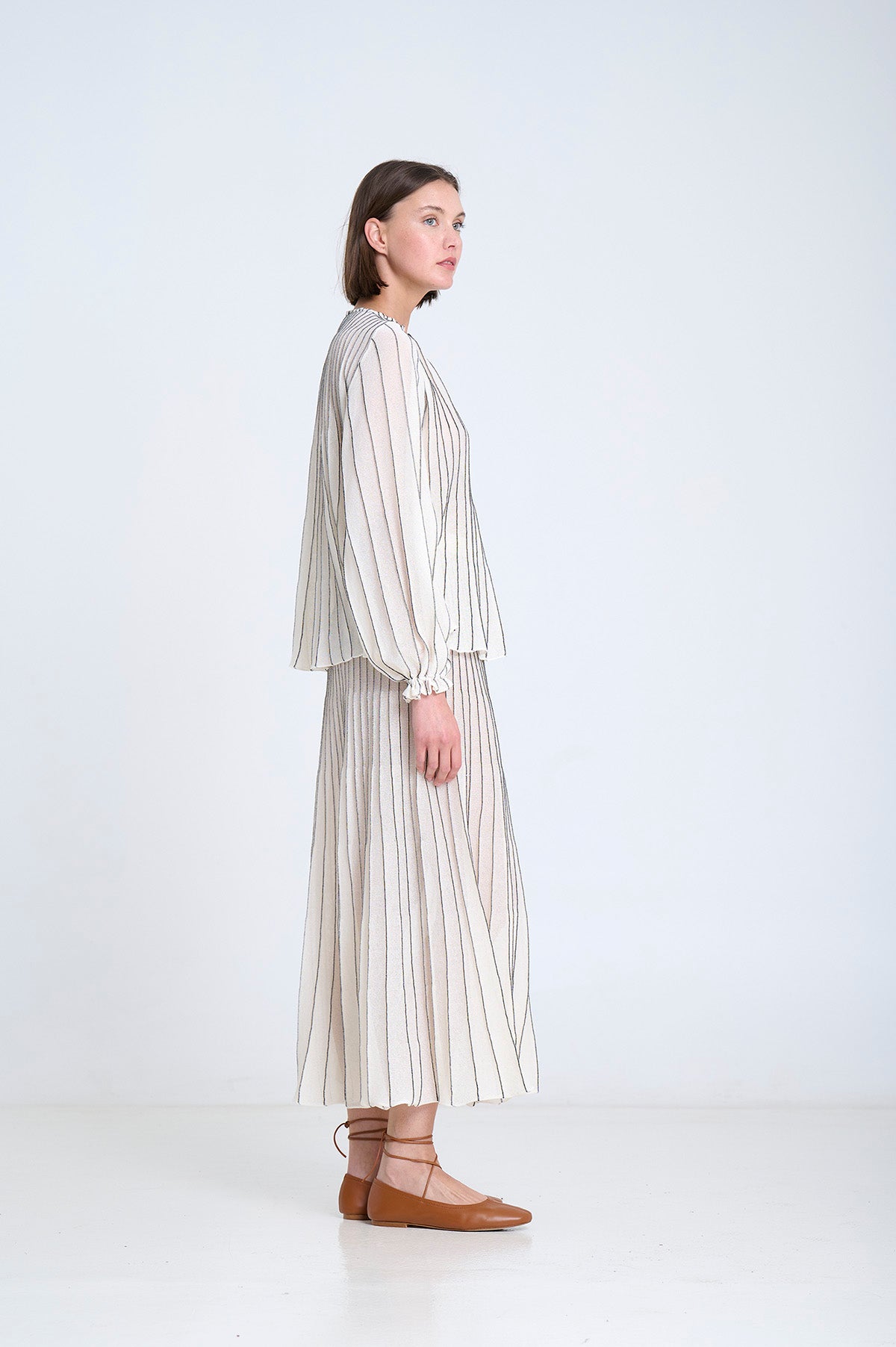 Sita Murt Radial Striped Knit Blouse - Ecru