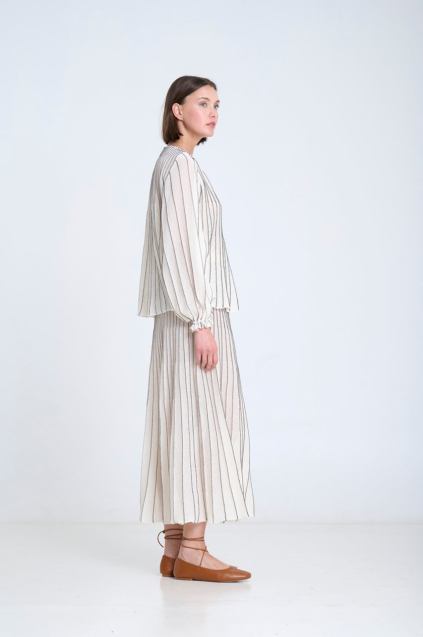 Sita Murt Radial Striped Knit Blouse - Ecru