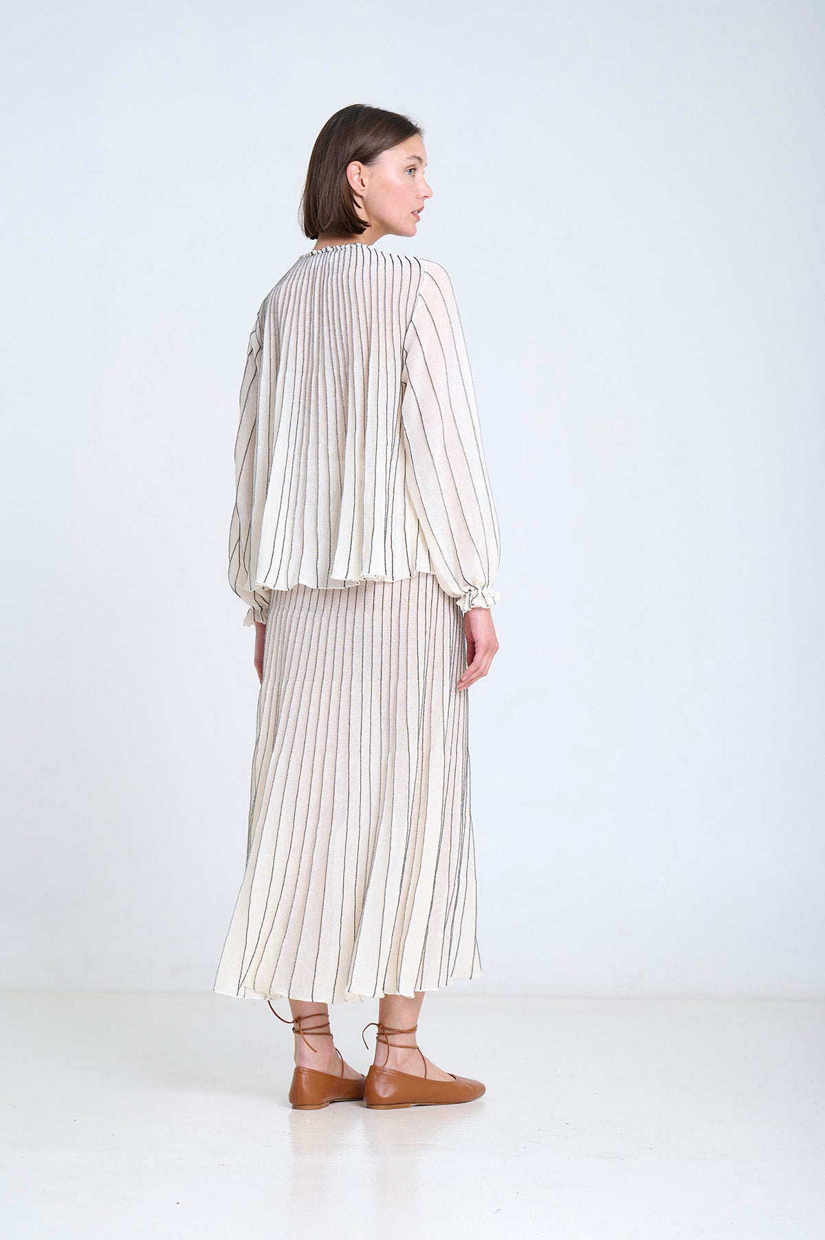 Sita Murt Radial Striped Knit Blouse - Ecru