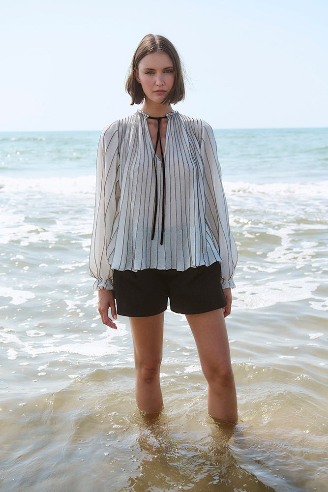 Sita Murt Radial Striped Knit Blouse - Ecru