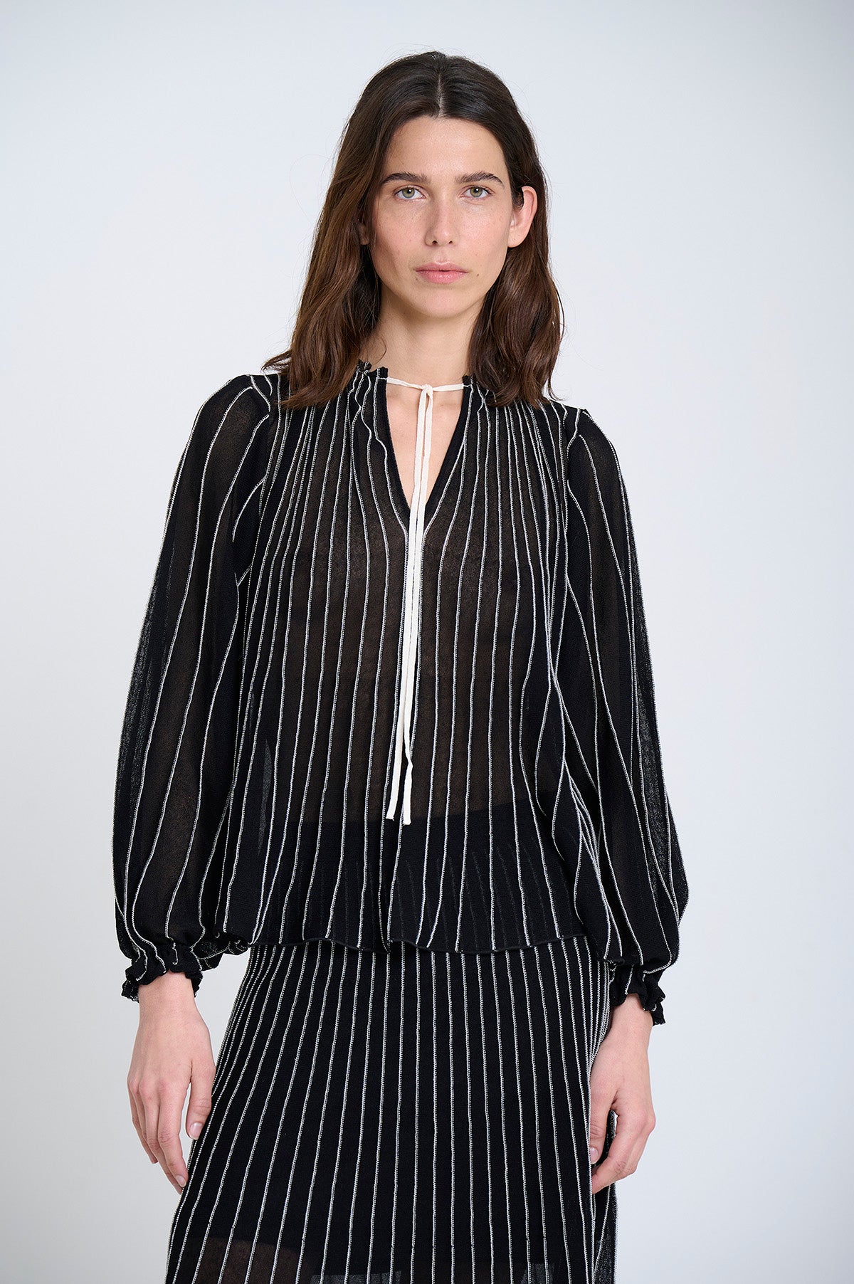 Sita Murt Radial Striped Knit Blouse - Black