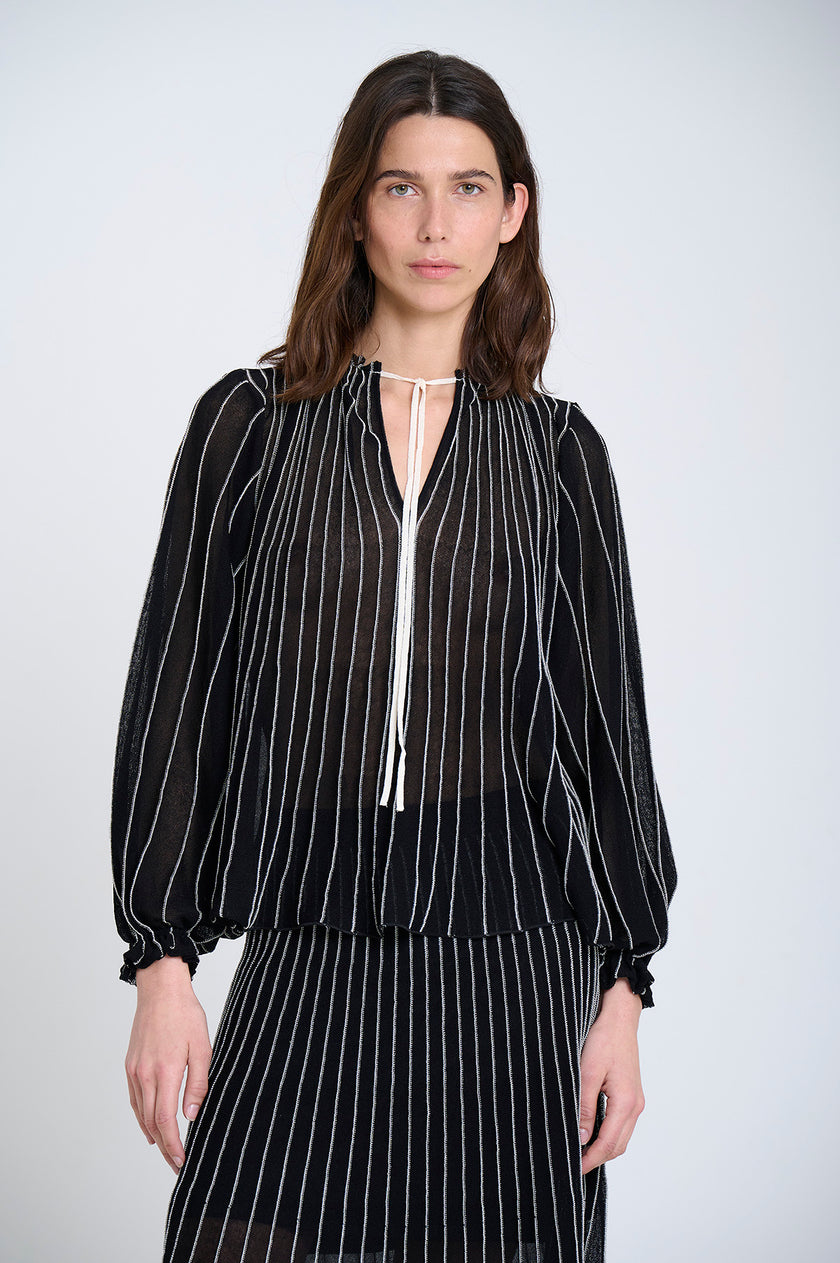 Sita Murt Radial Striped Knit Blouse - Black