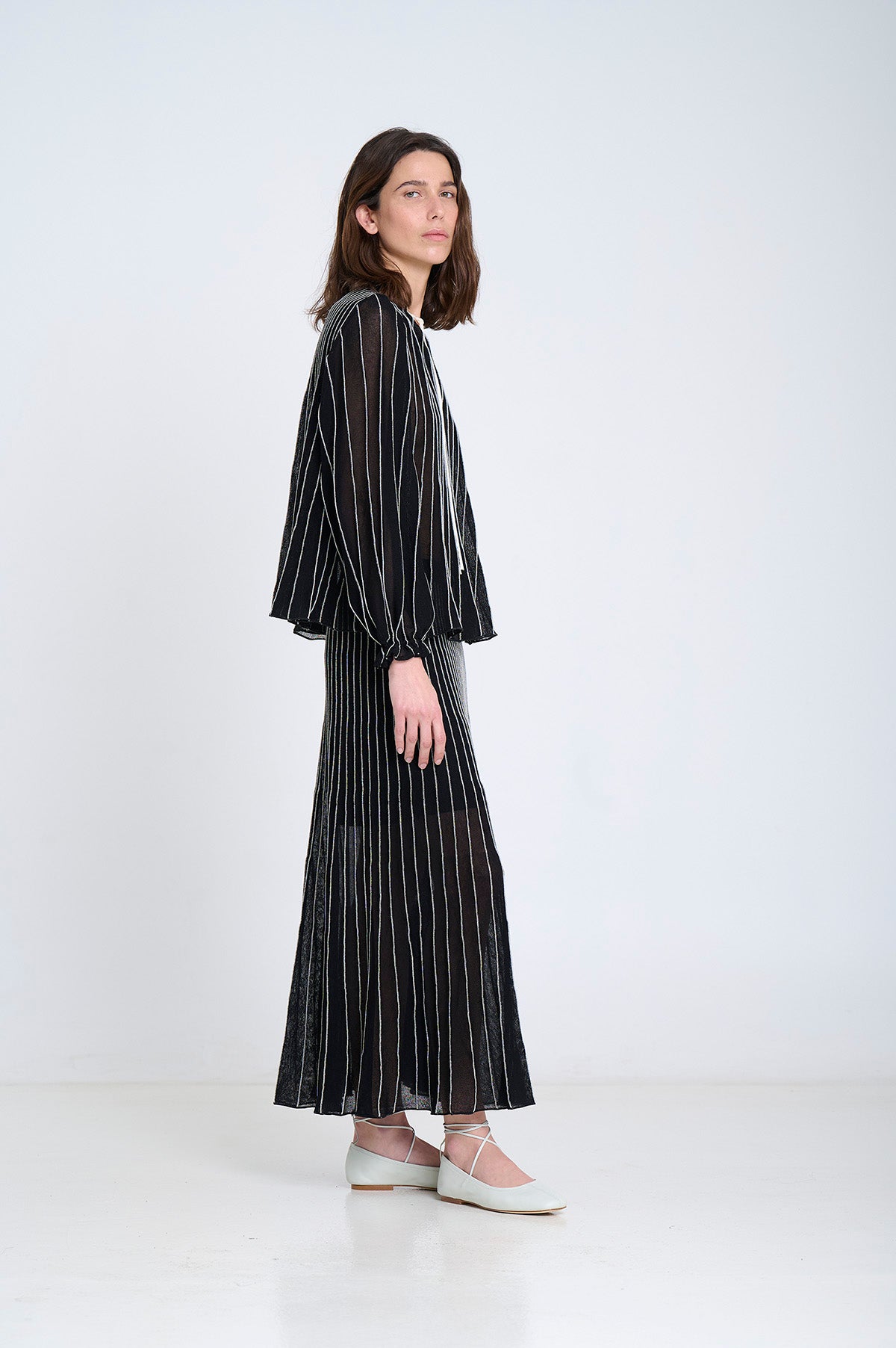 Sita Murt Radial Striped Knit Blouse - Black
