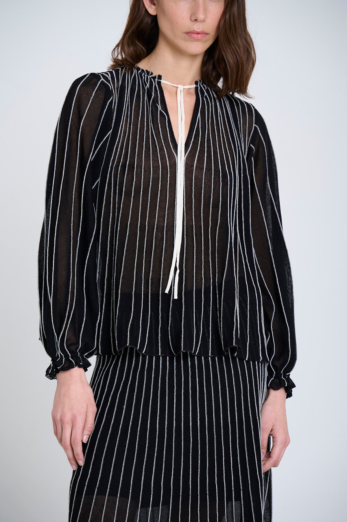 Sita Murt Radial Striped Knit Blouse - Black