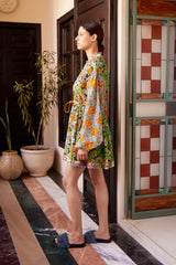 ALÉMAIS Orange Blossom Spliced Mini Dress