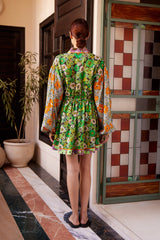ALÉMAIS Orange Blossom Spliced Mini Dress