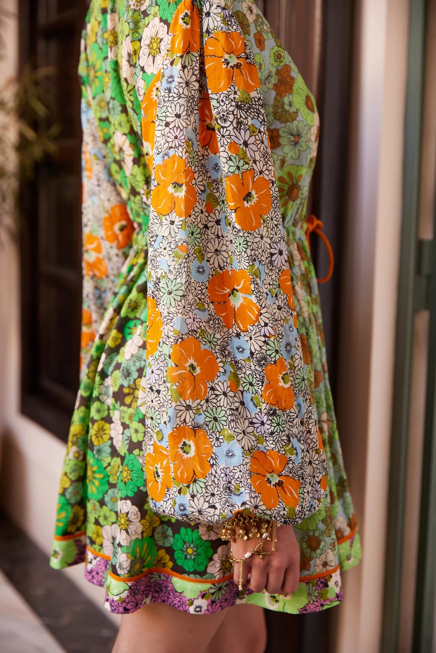 ALÉMAIS Orange Blossom Spliced Mini Dress