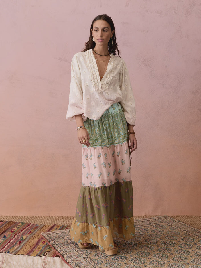 BOTEH Lucent Tiered Maxi Skirt