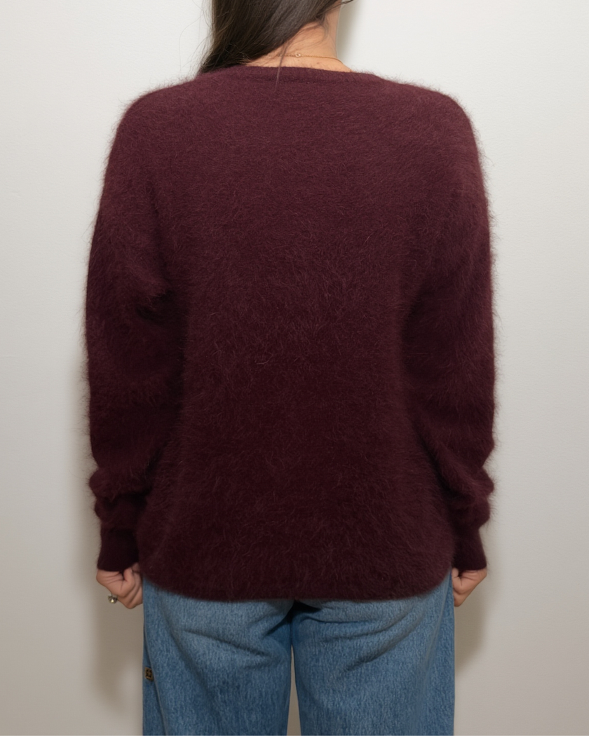 HONEY L/S V Neck Cashmere Knit - Raisin