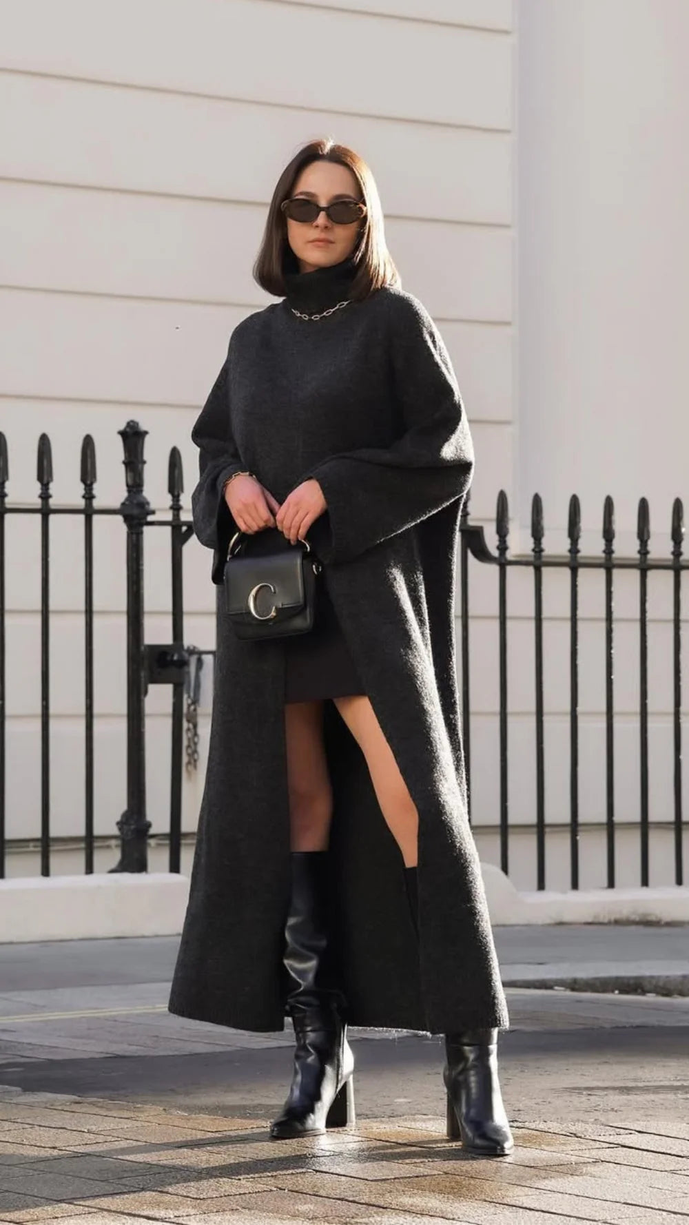 Charli Vivienne Jumper Dress - Black